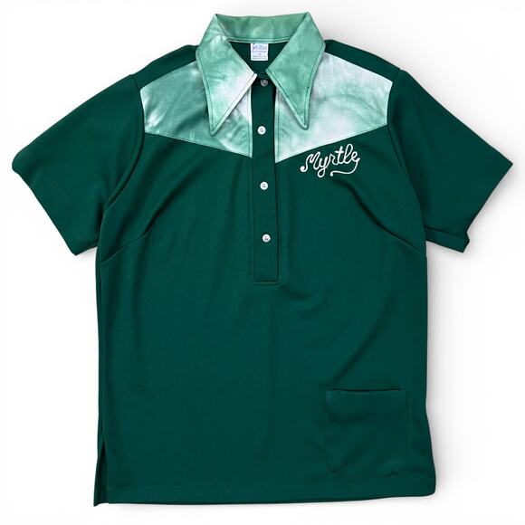 Hilton Other - True Vintage Hilton Chainstitch Myrtle School Street Jeep Green Bowling Shirt 38